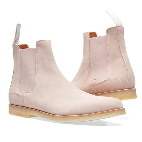 Common Projects Men's Suede Chelsea Boot in Blush