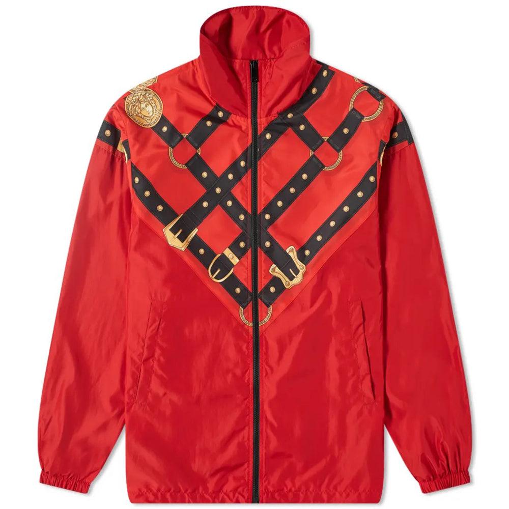 Versace Chaqueta cortavientos con arnés de nailon para hombre en rojo