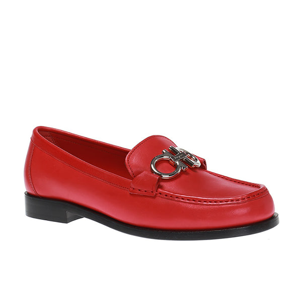 Salvatore Ferragamo Women's 'Rolo' Gancini Loafer Dress Shoes Red