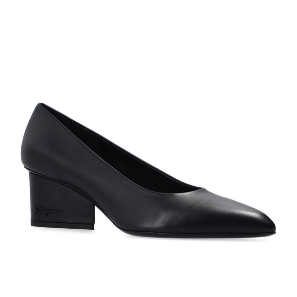 Salvatore Ferragamo Women's Velia 55 Leather Pump Heels in Black