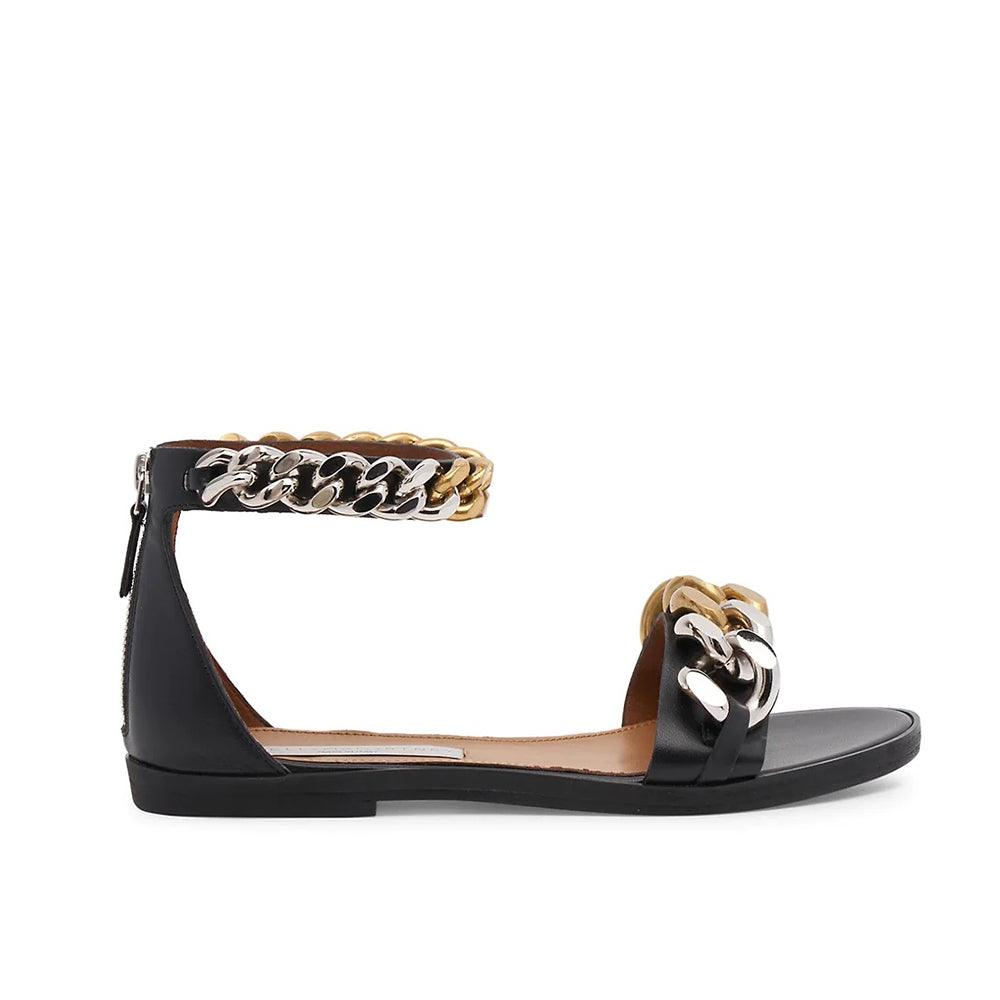 Stella McCartney Women's Falabella Two-Tone Chain-Embellished Sandals Black