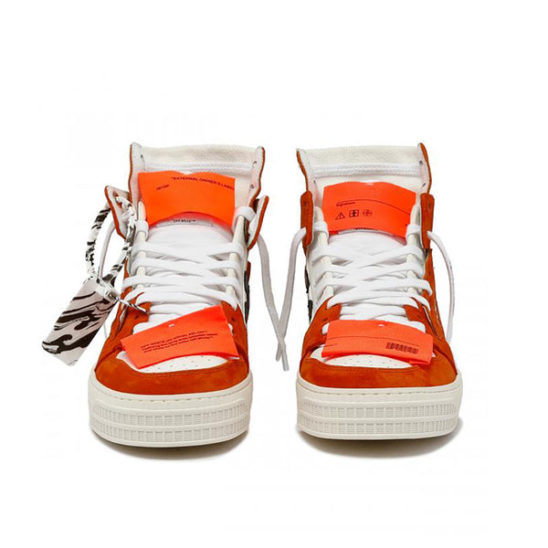 Off-White Men's Court 3.0 High Top Leather Suede Sneakers Orange White