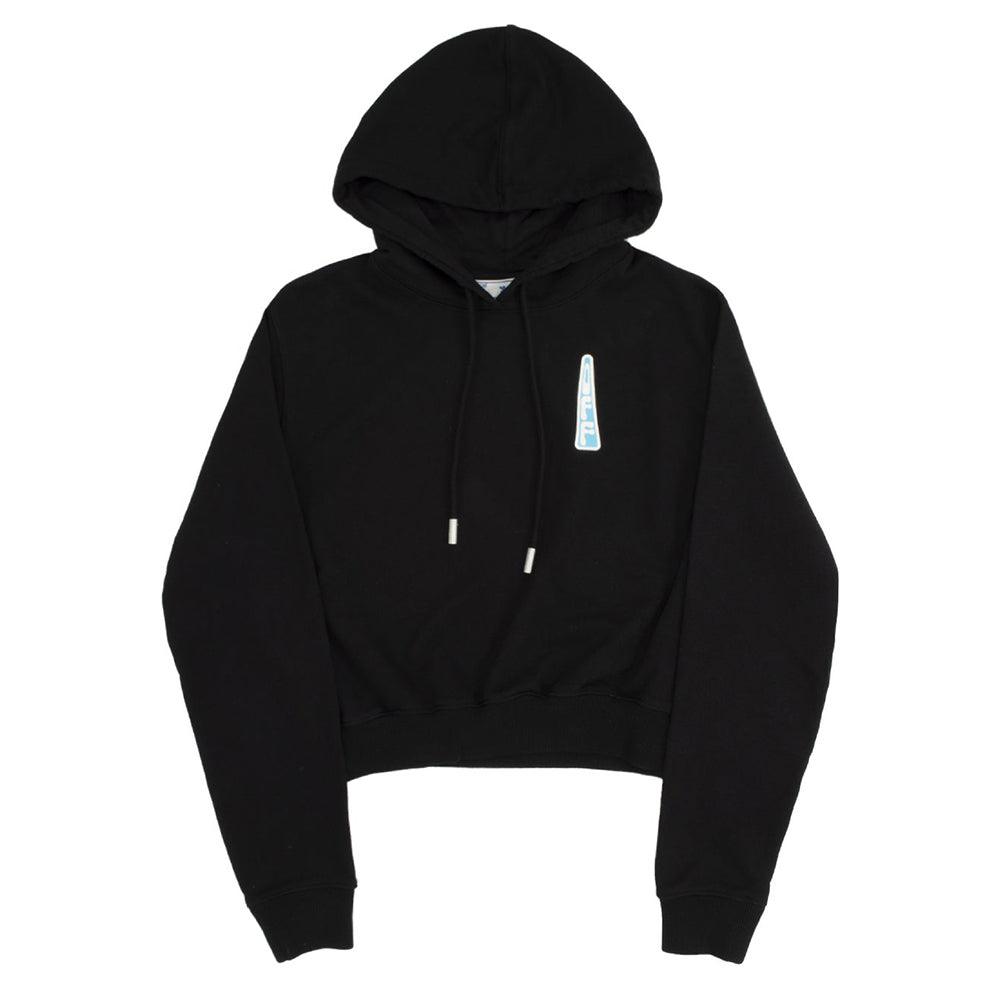 Off-White Women's Triangle Logo Cropped Cotton Sweatshirt Black Blue