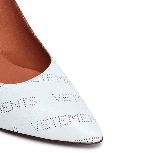 Vetements Women's Perforated Logo Leather Pump Heels White - Year Zero LA