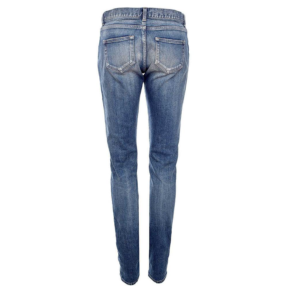 Saint Laurent Women's Logo Skinny Jeans in Light Blue