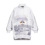 Balenciaga Sudadera híbrida con media cremallera Rainbow Flag para hombre Gris