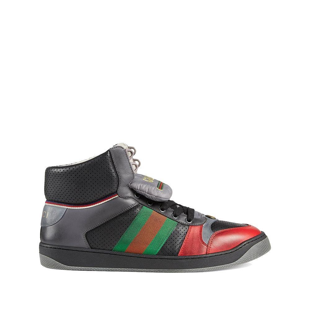 Gucci Men's Screener Leather High-top Sneakers Light Hibiscus Red - Year Zero LA