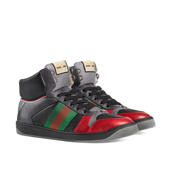 Gucci Men's Screener Leather High-top Sneakers Light Hibiscus Red - Year Zero LA