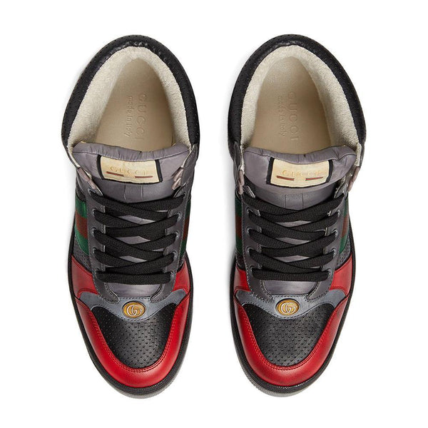 Gucci Men's Screener Leather High-top Sneakers Light Hibiscus Red - Year Zero LA