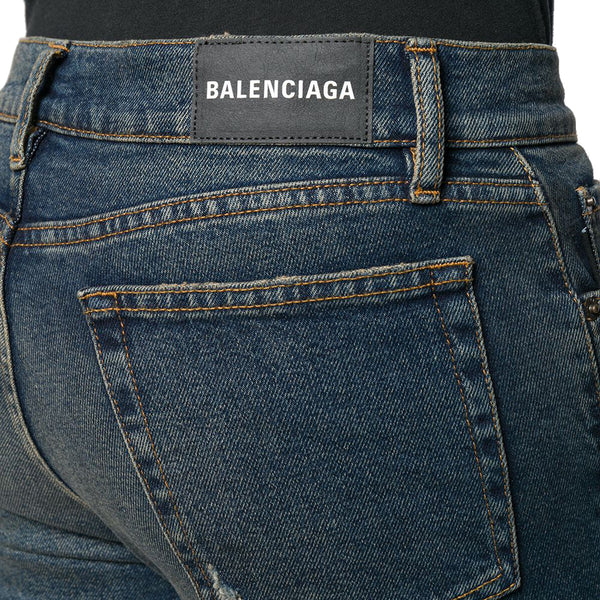 Balenciaga Men's Five Pocket Fitted Denim Jeans Blue