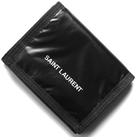 Saint Laurent Men's Nylon Tri-fold Nuxx Compact Logo Wallet Black - Year Zero LA