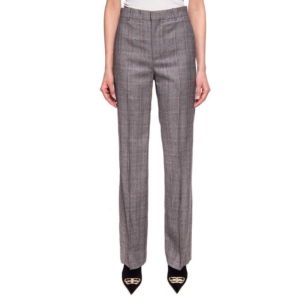 Balenciaga Women's Tartan Wool Pants Trousers Grey - Year Zero LA
