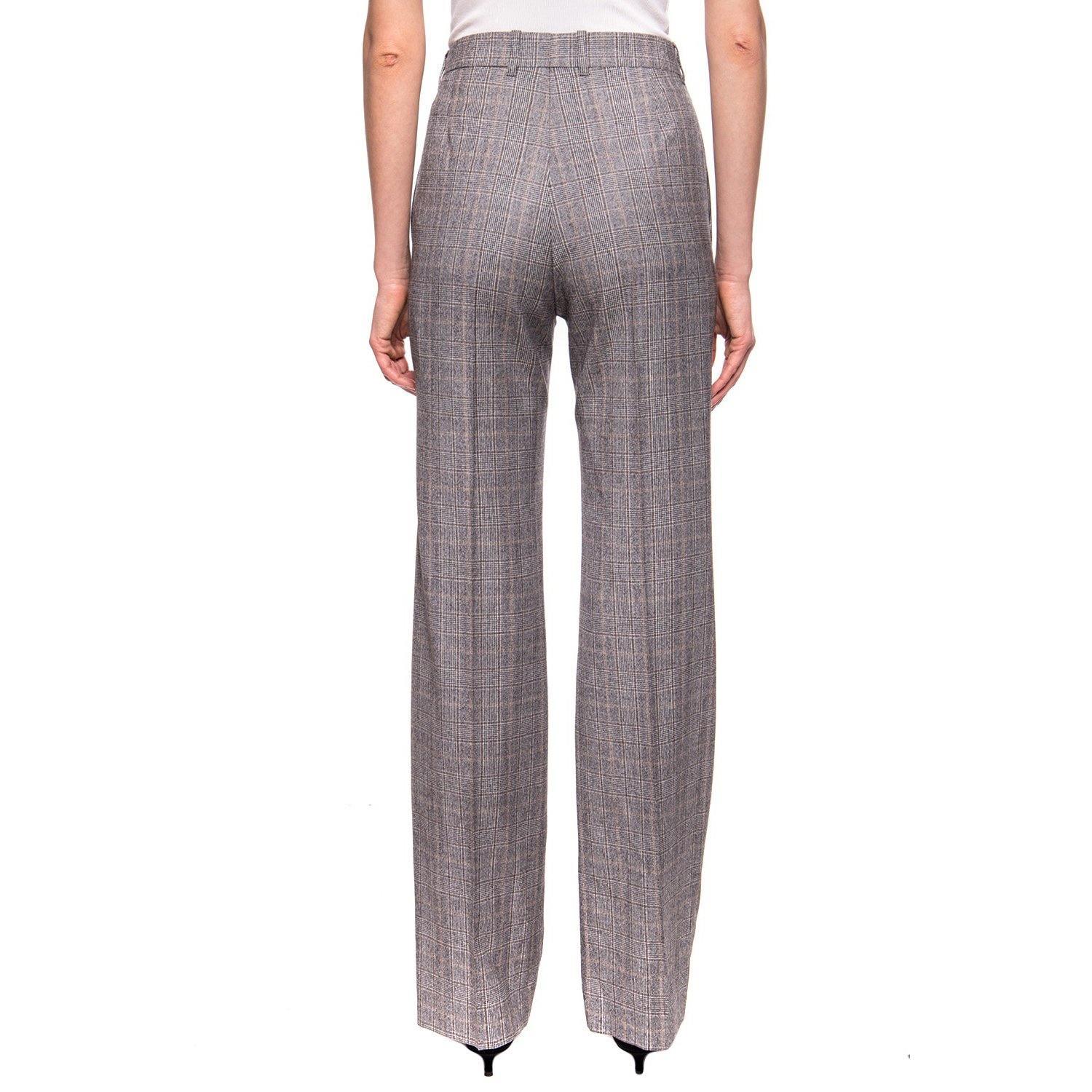 Balenciaga Women's Tartan Wool Pants Trousers Grey - Year Zero LA