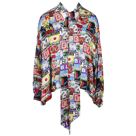 Balenciaga Women's Silk Jacquard Blouse Shirt Multicolor - Year Zero LA