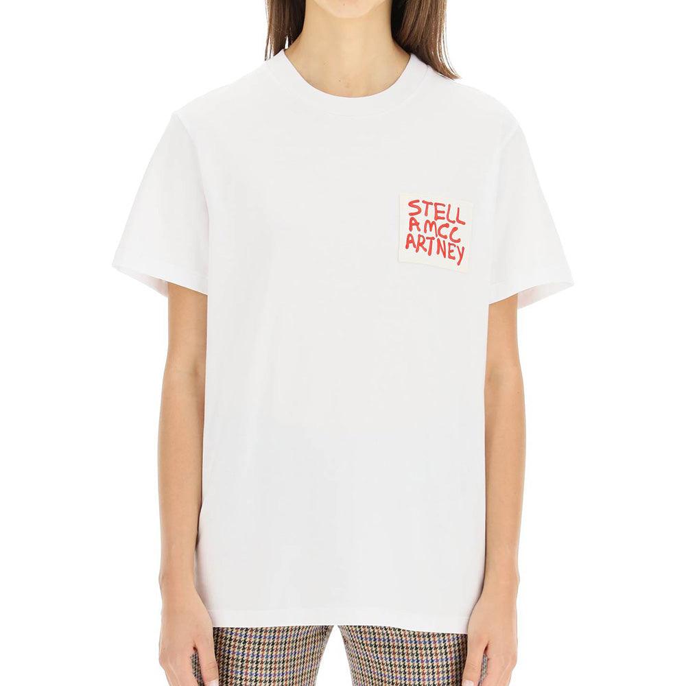 Stella McCartney Women's Logo Graphic Pocket Cotton T-Shirt White