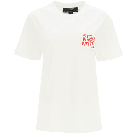 Stella McCartney Women's Logo Graphic Pocket Cotton T-Shirt White