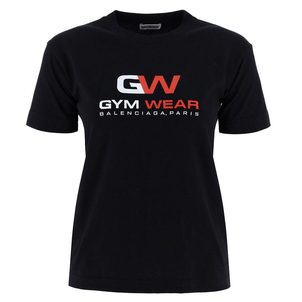 Balenciaga Women's Cotton 'Gym Wear' T-Shirt Black Red