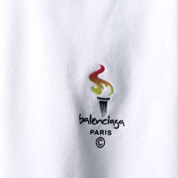 Balenciaga Men's Olympic Embroidered Cotton Sweatshirt White - Year Zero LA