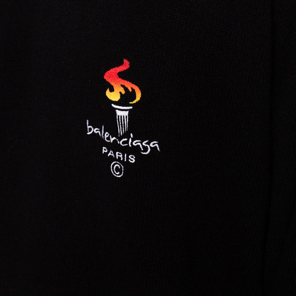 Balenciaga Men's Flame Knit Wool Cashmere Sweater Black