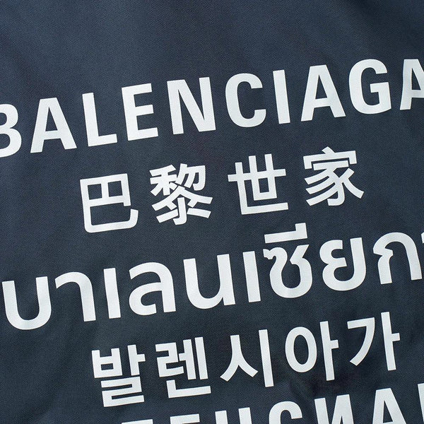 Balenciaga Men's Languages Nylon Rain Jacket Blue - Year Zero LA
