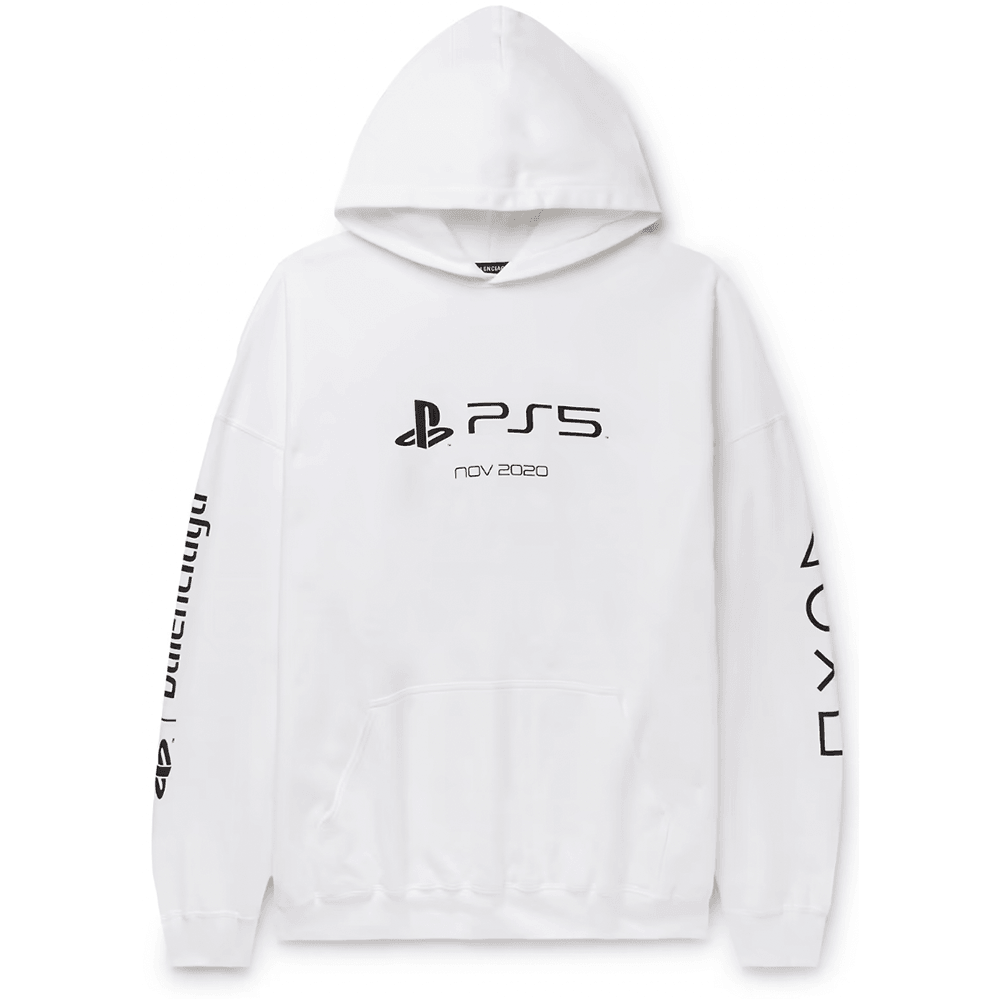 Balenciaga x PS5 Unisex Oversized Cotton Hoodie Sweatshirt in White