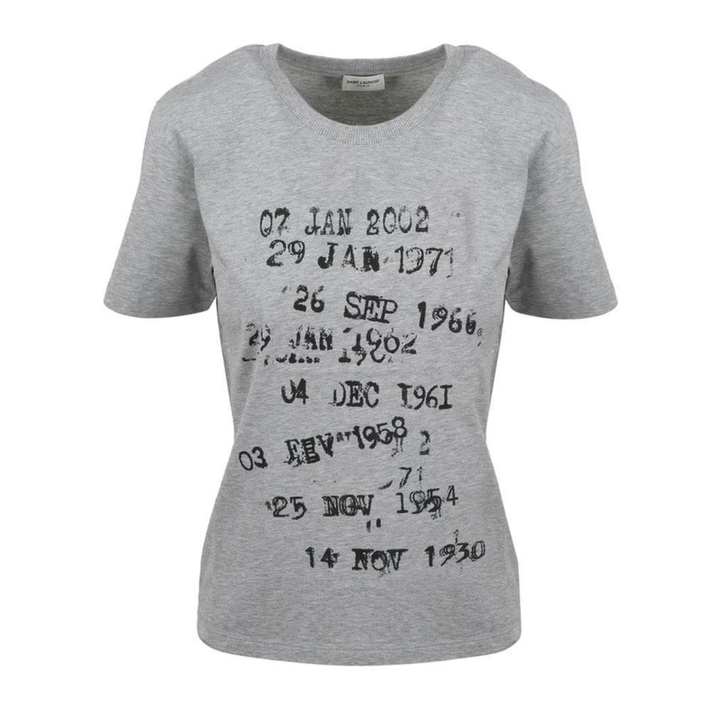Saint Laurent Women's Archive Date T-Shirt Grey - Year Zero LA