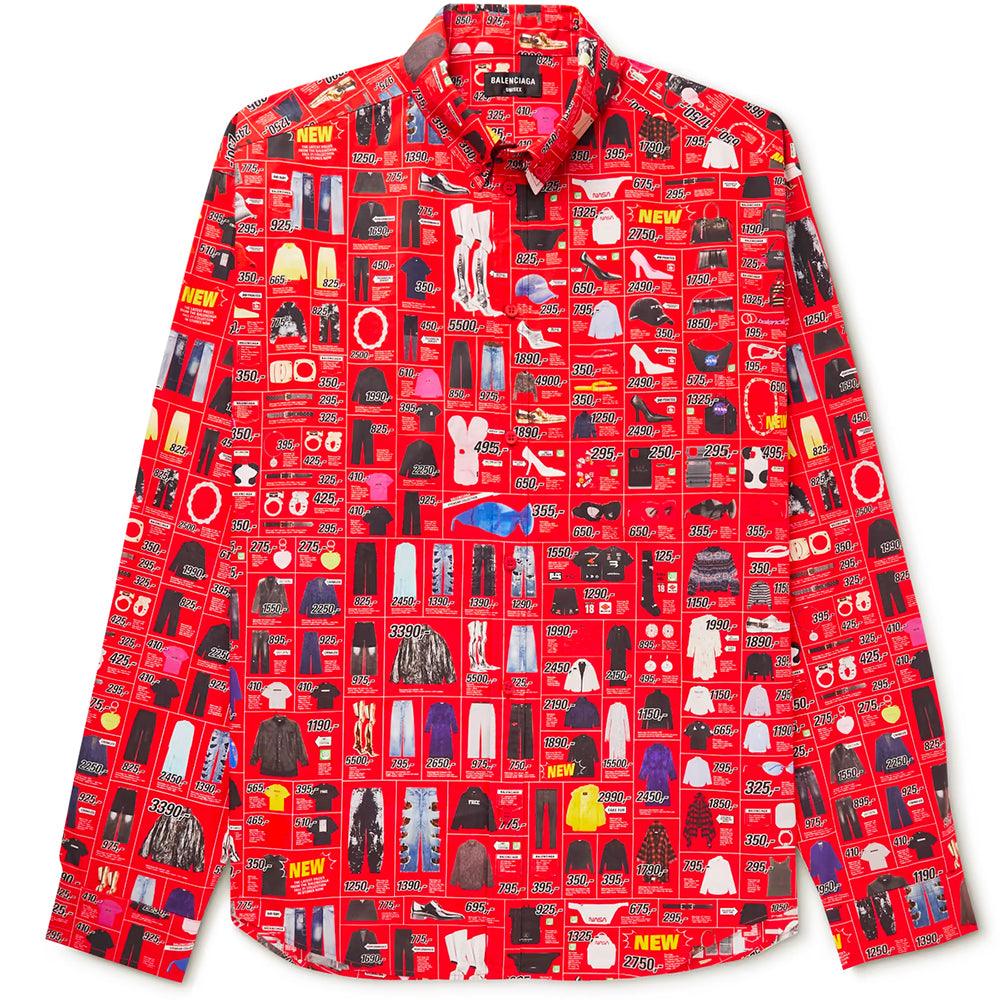 Balenciaga Camisa de vestir de popelina de algodón para hombre en rojo