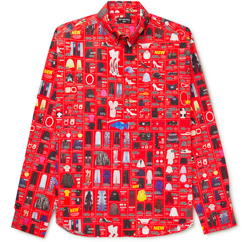 Balenciaga Men's Cotton Poplin Media Dress Shirt in Red