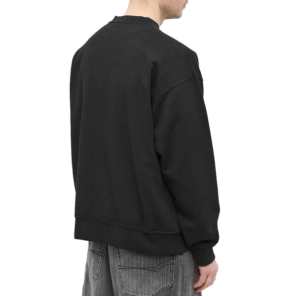 Balenciaga Men's College Logo Cotton Crewneck Sweatshirt Black