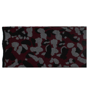 Lanvin Unisex Virgin Wool Scarf Burgundy Camouflage Black
