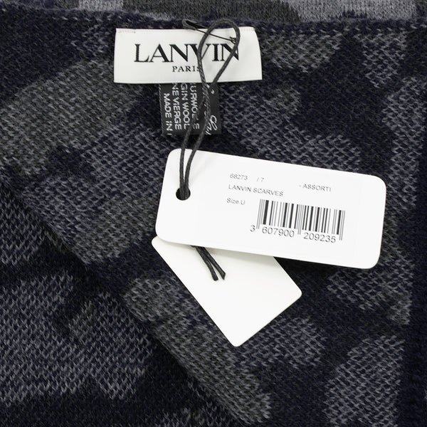 Lanvin Unisex Virgin Wool Scarf Heather Grey Camouflage