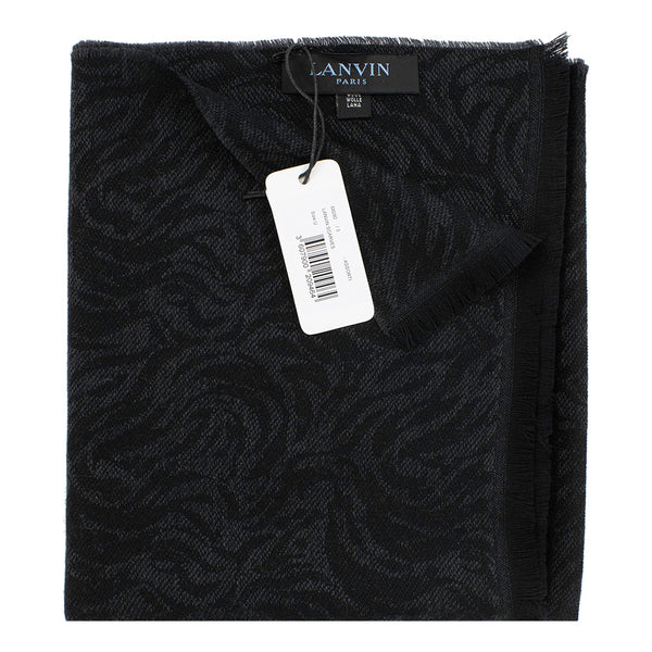Lanvin Women's Wool Jacquard Tonal Animal Print Scarf Black