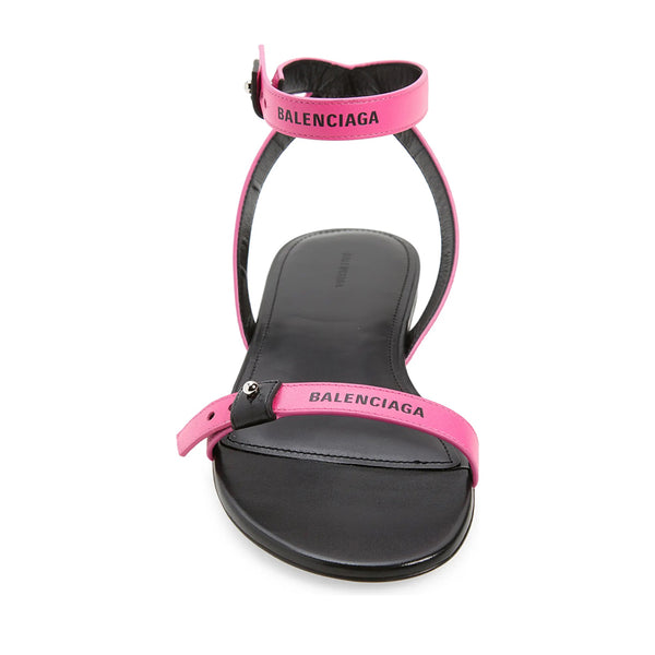 Balenciaga Women's Afterhour Leather Gladiator Flat Sandal in Black Pink