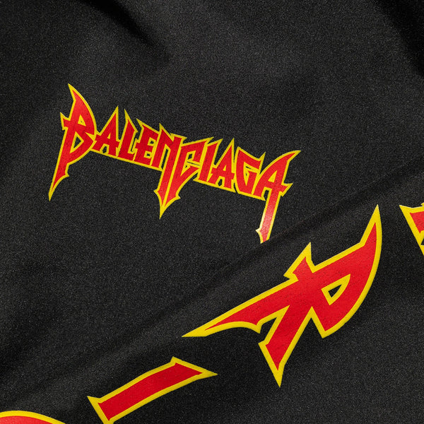 Balenciaga Men's Metal Logo Coach's Jacket Windbreaker in Black Red
