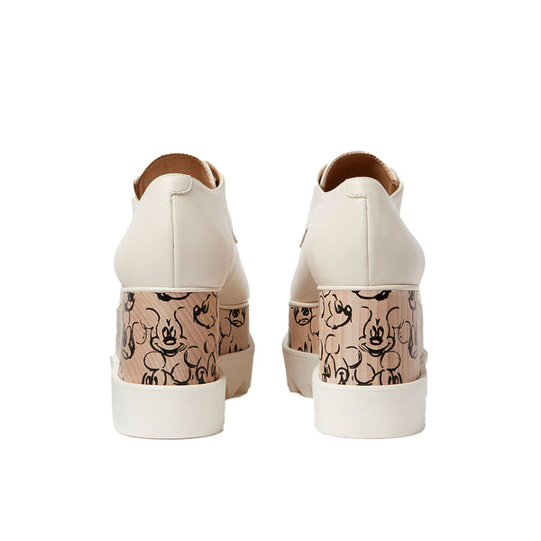 Stella McCartney x Disney Women's 'Mickey' Elyse Platform Wedge Sneaker in Light Ivory