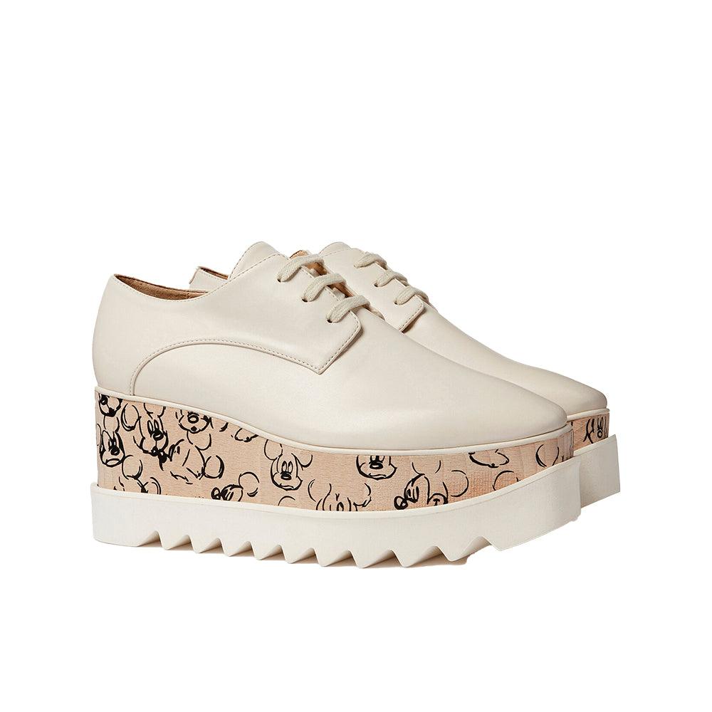 Stella McCartney x Disney Women's 'Mickey' Elyse Platform Wedge Sneaker in Light Ivory
