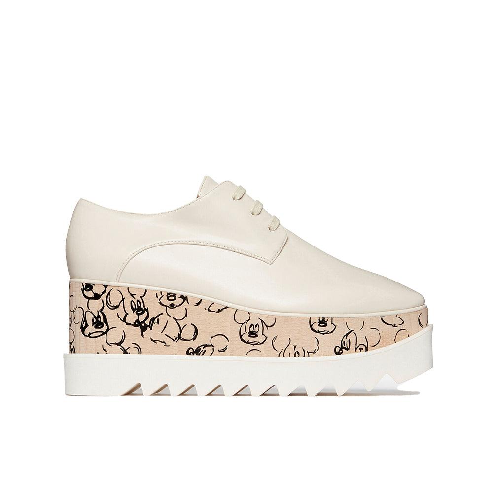 Stella McCartney x Disney Women's 'Mickey' Elyse Platform Wedge Sneaker in Light Ivory
