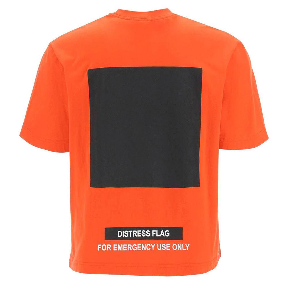 Moncler Craig Green Men's Distress Flag Print Cotton T-Shirt Orange