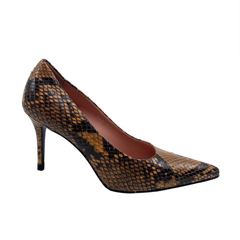 Acne Studios Women's Snakeskin Pattern Leather Heels Orange - Year Zero LA