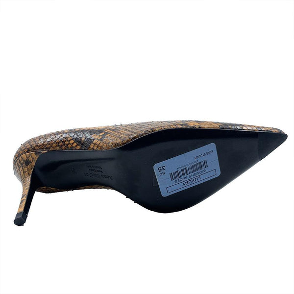 Acne Studios Women's Snakeskin Pattern Leather Heels Orange - Year Zero LA