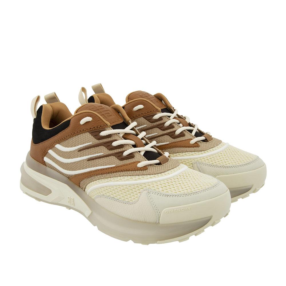 Givenchy Men's GIV1 Leather Mesh Sneakers Beige