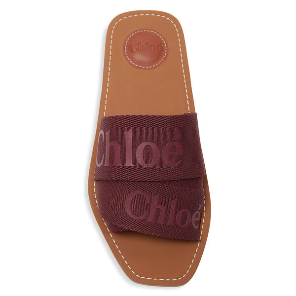 Chloe Women's Leather Flat Sandal in Obscure Purple
