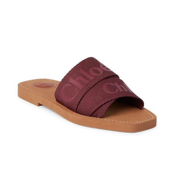 Chloe Women's Leather Flat Sandal in Obscure Purple
