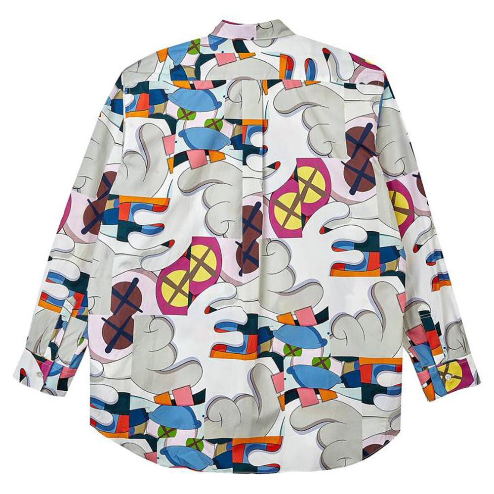 Comme Des Garcons Shirt x Kaws Men's Reverse Printed Dress Shirt White Pink