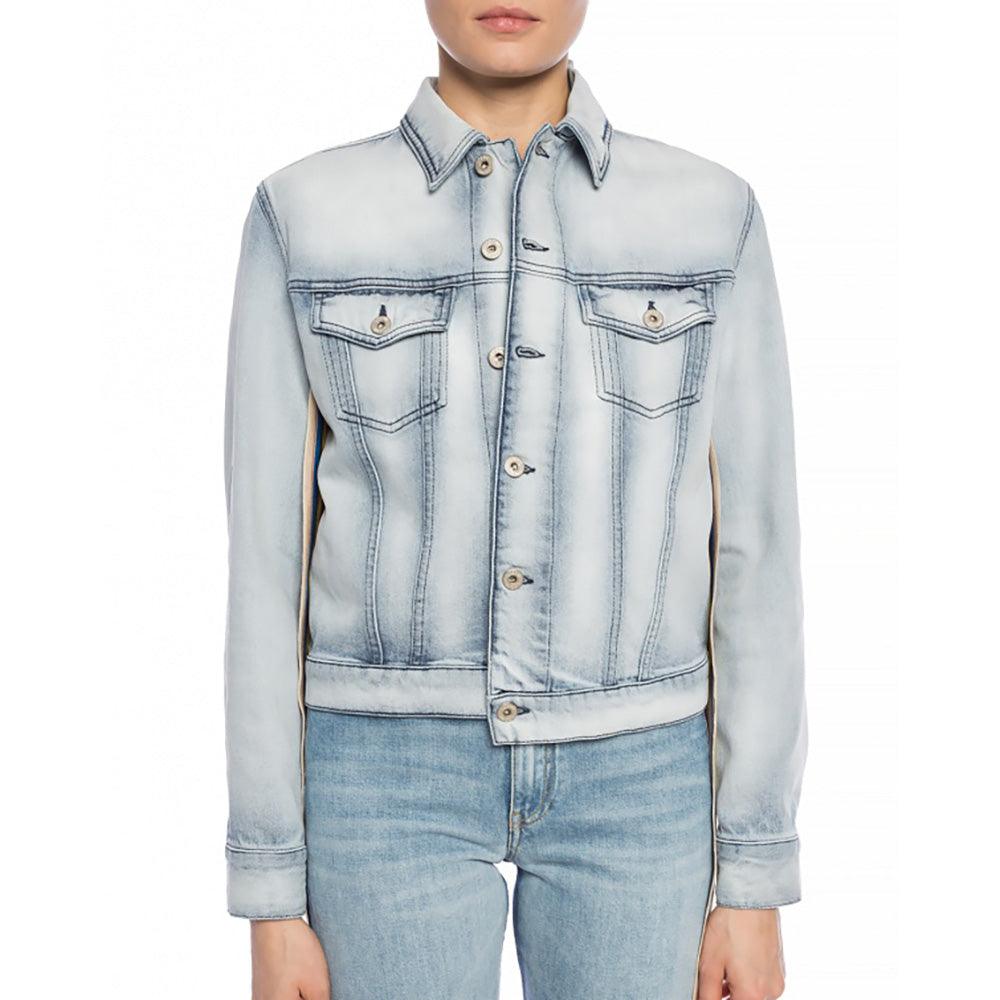 Loewe Women's Stonewashed Cotton Jean Jacket with Rainbow Accent