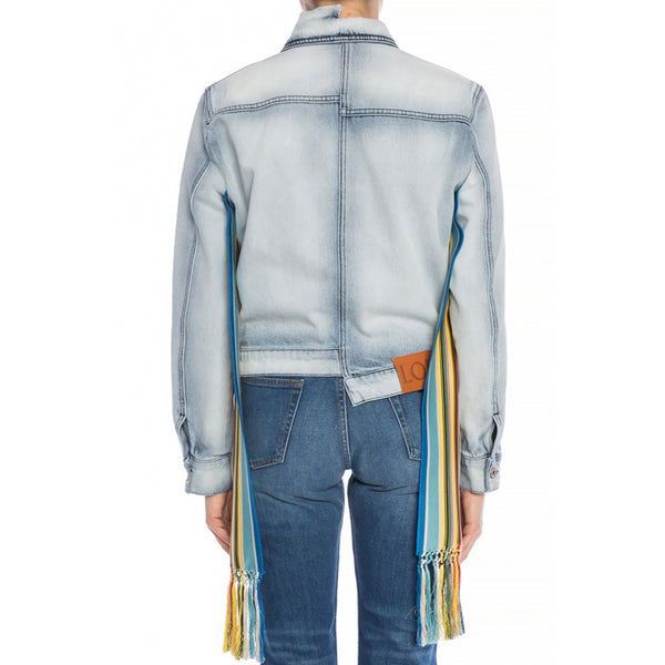 Loewe Women's Stonewashed Cotton Jean Jacket with Rainbow Accent