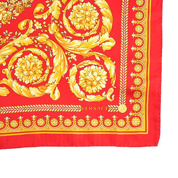Versace Unisex Medusa Baroque Skill Print Silk Scarf Red Gold - Year Zero LA