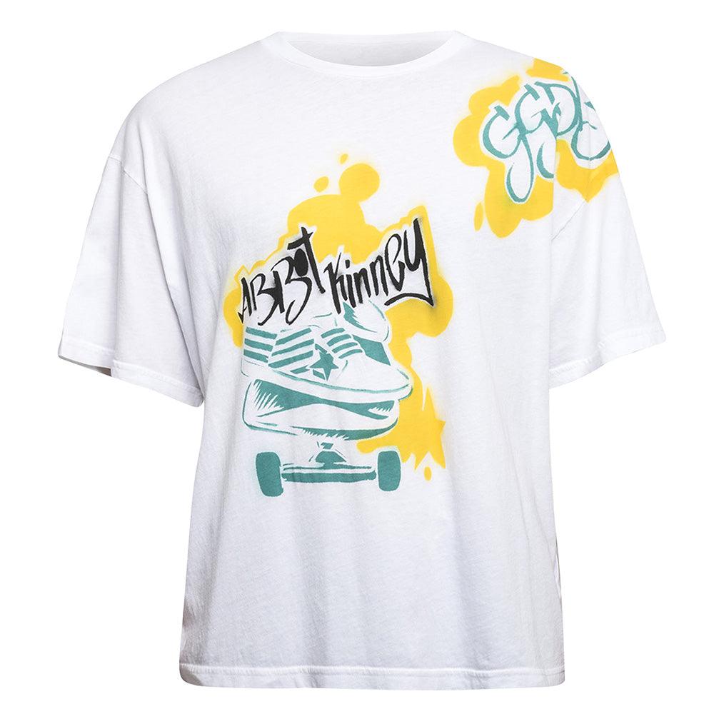 Golden Goose Men's Abbot Kinney Skateboard Graphic Cotton T-Shirt White