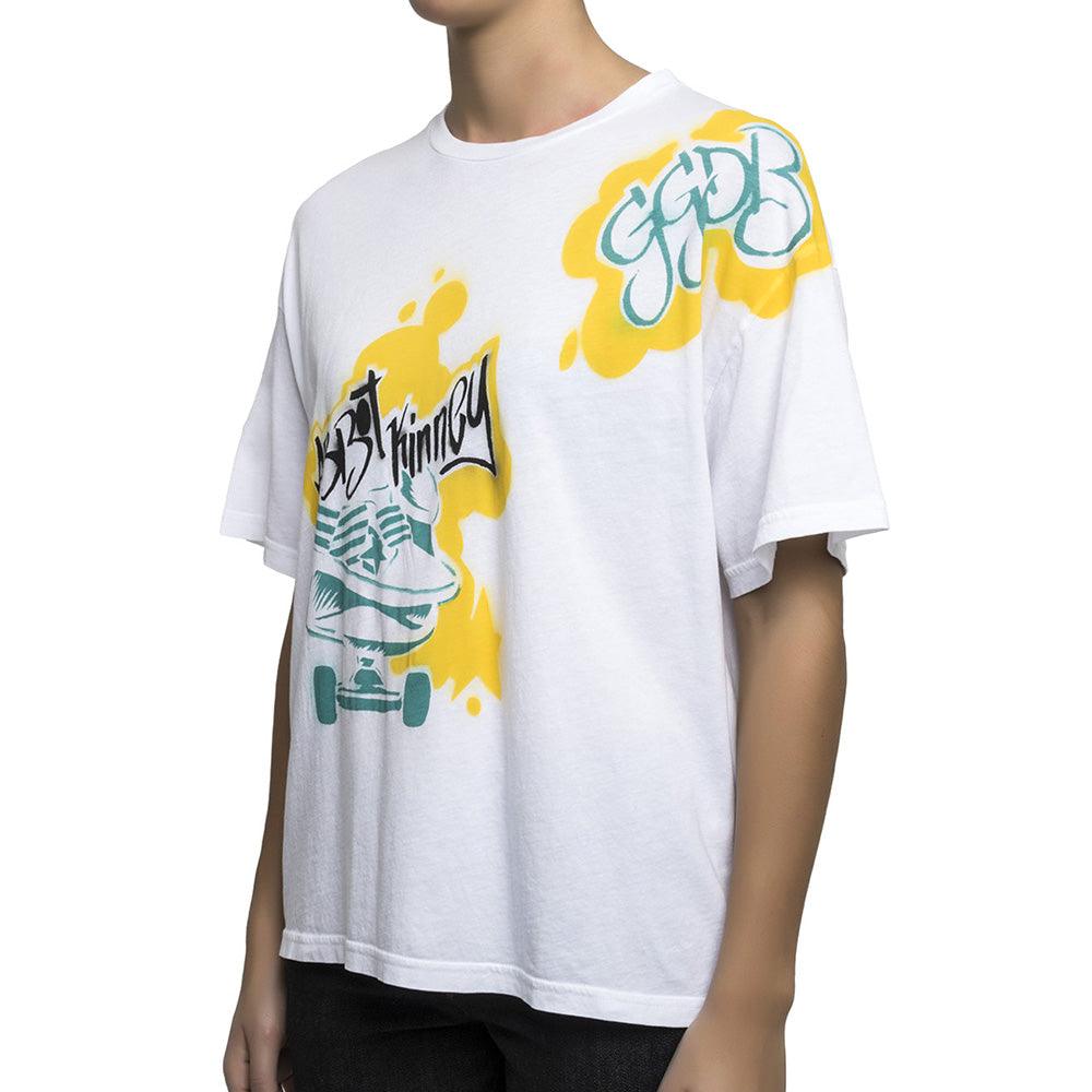 Golden Goose Men's Abbot Kinney Skateboard Graphic Cotton T-Shirt White