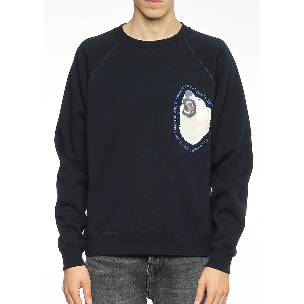 Golden Goose Men's Polar Bear Graphic Crewneck Sweatshirt Blue